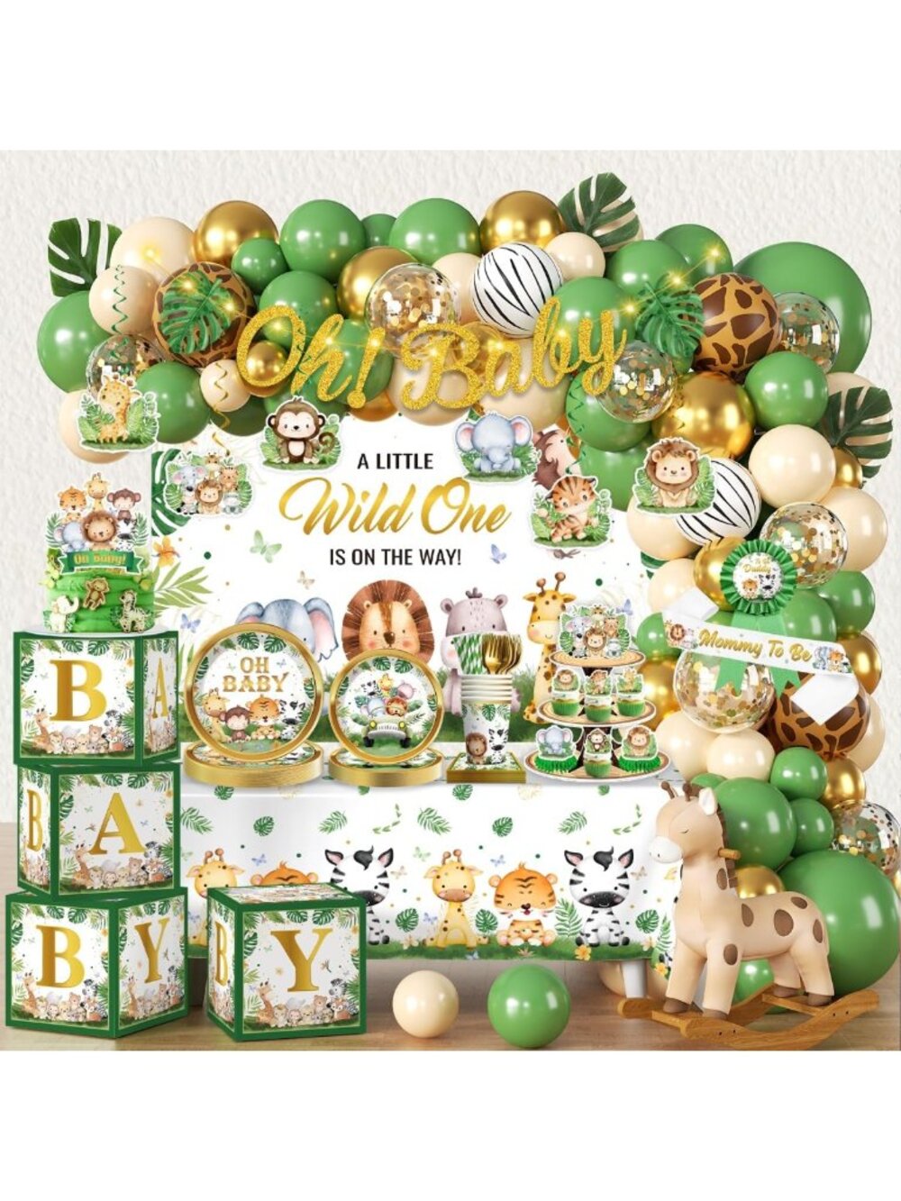 Safari Baby Shower Decorations Set for 30 Guests | All-in-One Party Supplies
